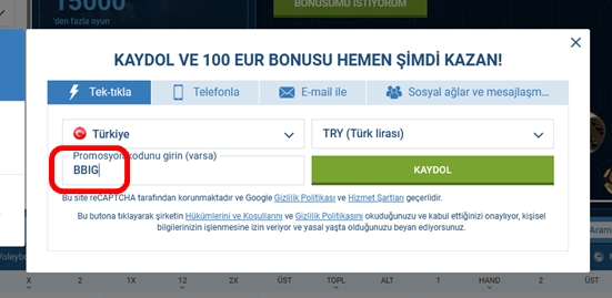 1xbet kayıt formu