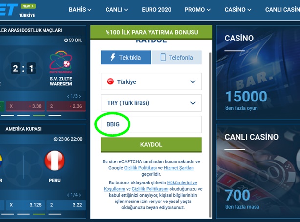 1xbet kayıt formu