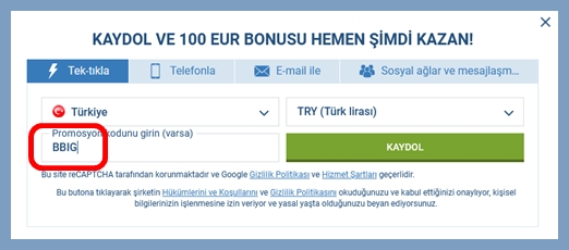 1xbet kayıt formu