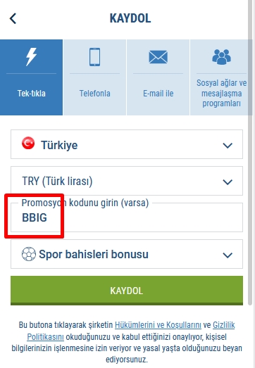 1xbet kayıt formu