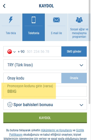 1xbet kayıt formu