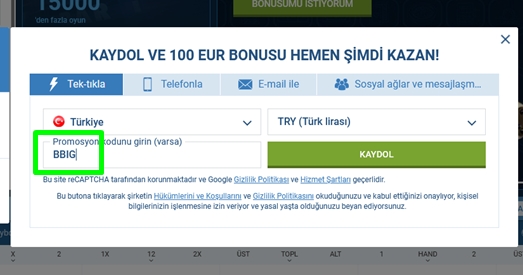 1xbet kayıt formu