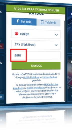 1xbet kayıt formu