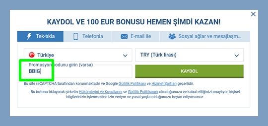 1xbet kayıt formu