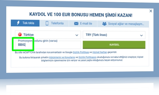 1xbet kayıt formu