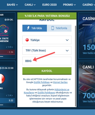 1xbet kayıt formu