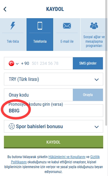 1xbet kayıt formu