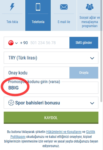 1xbet kayıt formu