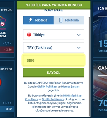 1xbet kayıt formu