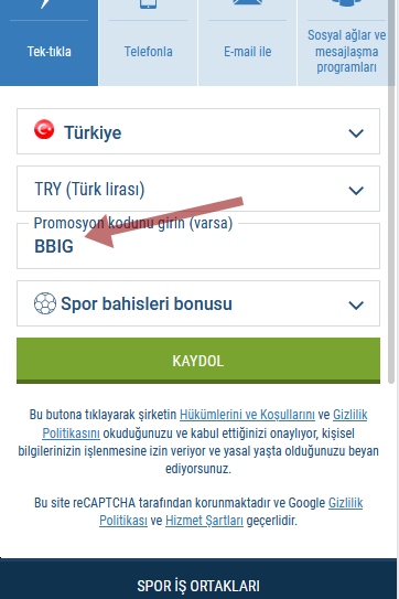 1xbet kayıt formu