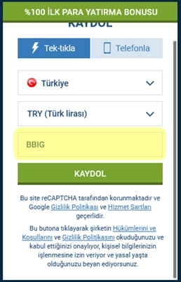 1xbet kayıt formu