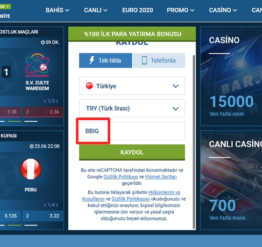 1xbet kayıt formu