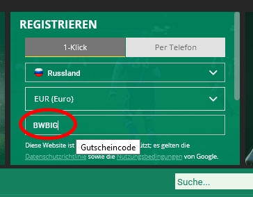 BetWinner Anmeldeformular