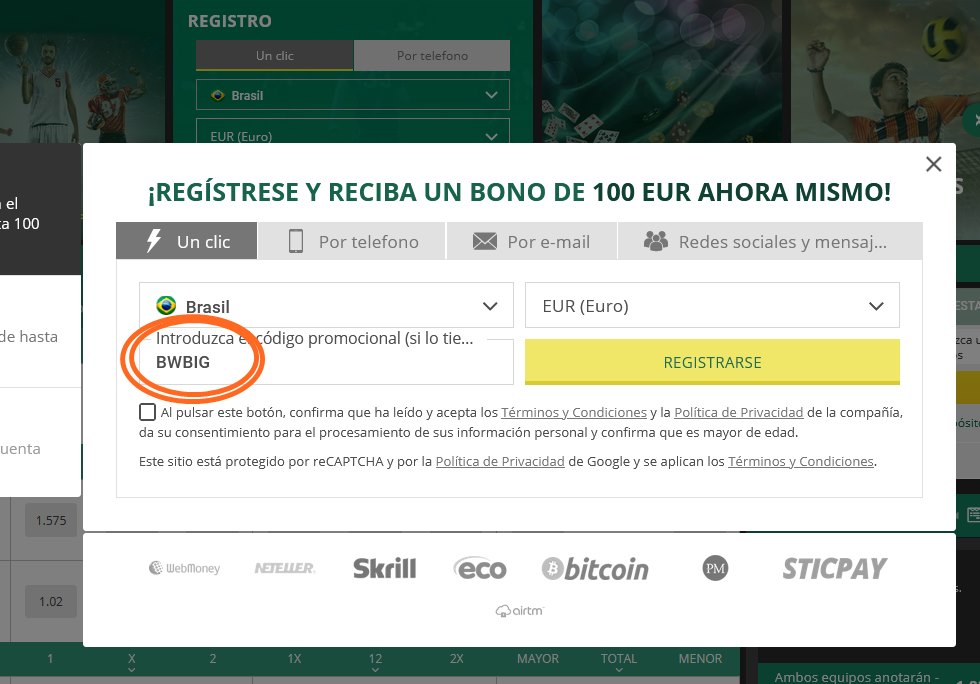 Formulario de registro de BetWinner