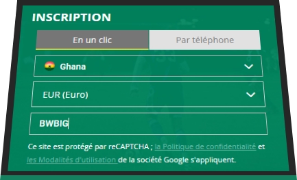 Formulaire d'inscription à BetWinner
