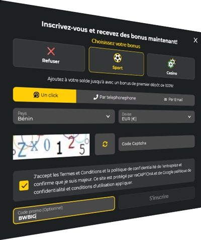 Formulaire d'inscription à BetWinner