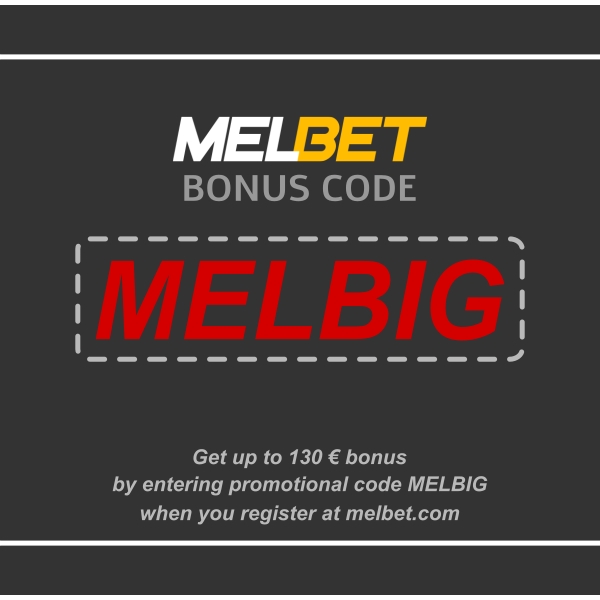 Illustration of Melbet bonus code in big format