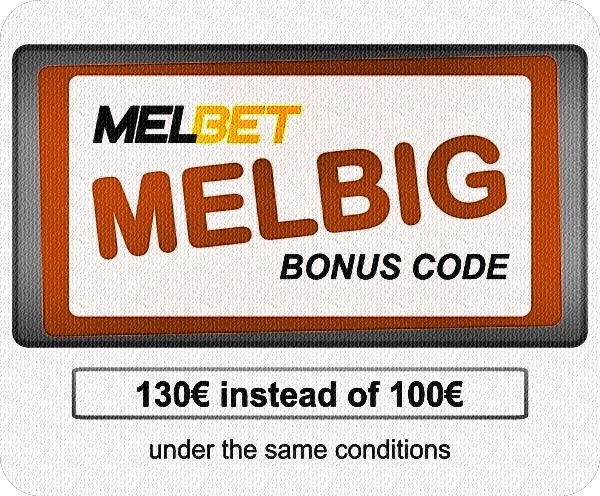 Illustration of Melbet exclusive bonus code 2024 in big format