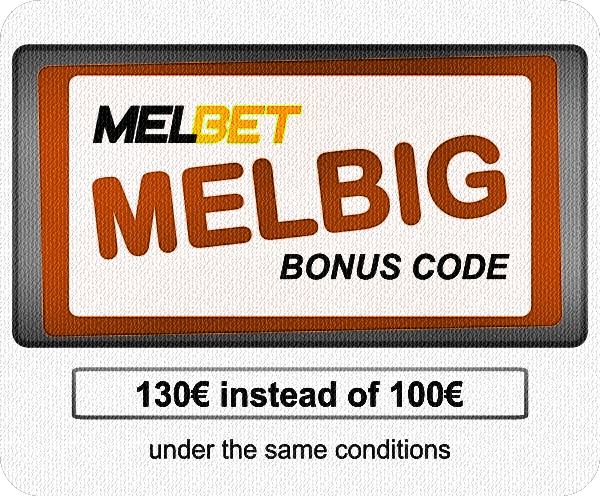 Illustration of Melbet exclusive bonus code 2025 in big format
