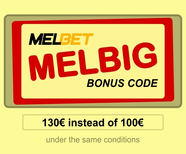 Illustration of Promotional codes for bets at Melbet in big format