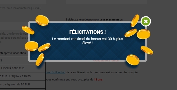 Formulaire d'enregistrement de Melbet