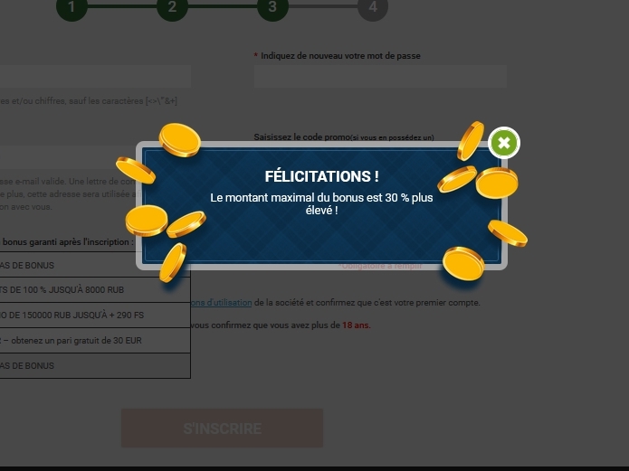 Formulaire d'enregistrement de Melbet
