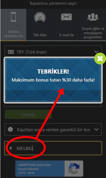 Melbet kayıt formu