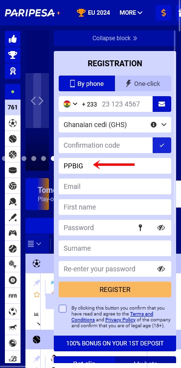 Pari Pesa registration form