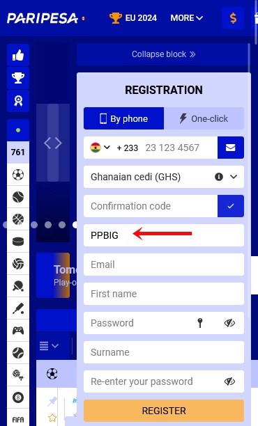 Pari Pesa registration form