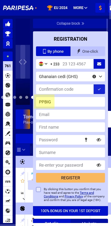 Pari Pesa registration form