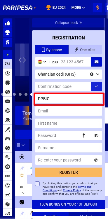 Pari Pesa registration form