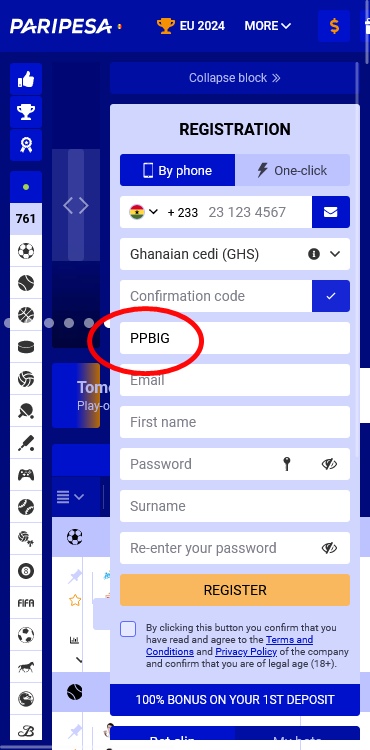 Pari Pesa registration form