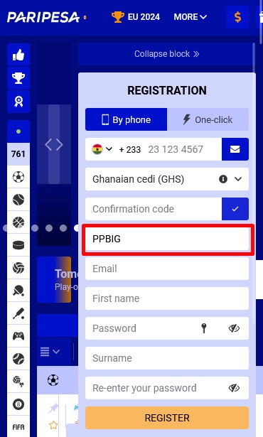 Pari Pesa registration form
