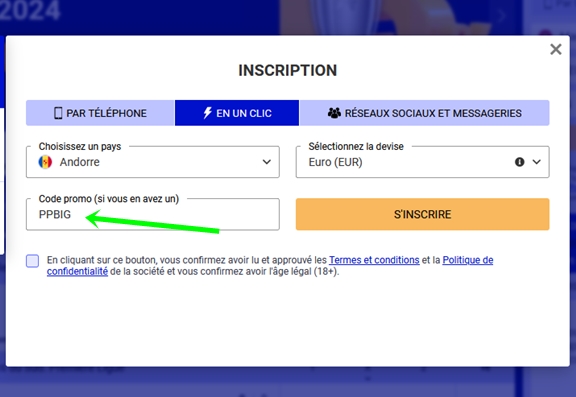 Formulaire d'inscription à PariPesa