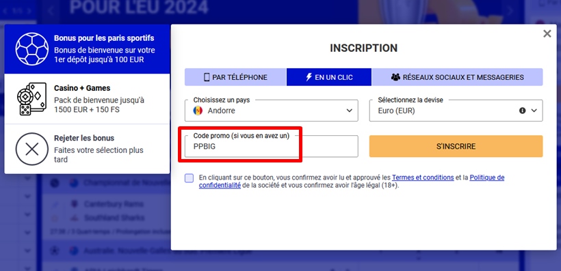 Formulaire d'inscription à PariPesa
