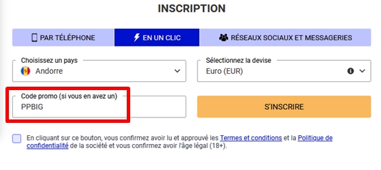 Formulaire d'inscription à PariPesa