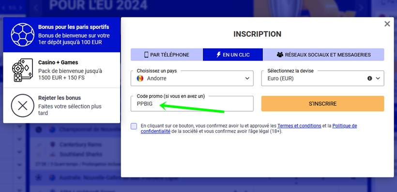 Formulaire d'inscription à PariPesa